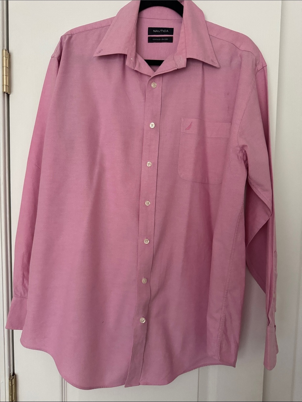 Nautica Men's Long-Sleeve Dress Shirt in Rose Pink